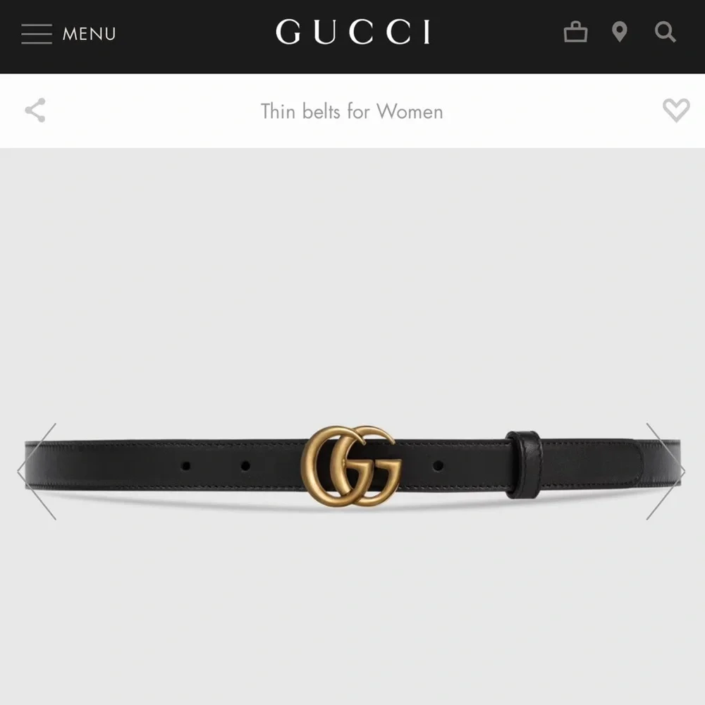 🔥SOLD🔥 GUCCI Thin Black Leather Belt Double G 80 Antique Brass Buckle NEW - Picture 4 of 9